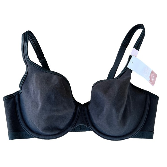 Cacique Cotton Collection Black Unlined Demi Bra 38D NWT - Picture 1 of 9